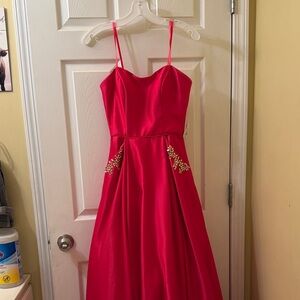 Elegant Fuchsia Spaghetti Strap Dress
